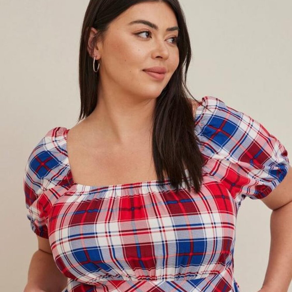 Torrid Plaid Dress - Red, Blue, White